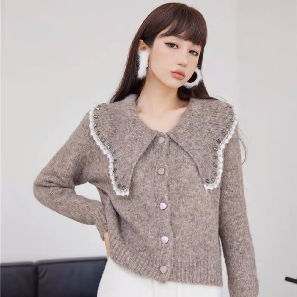 Korea style women sweater with diamonds new